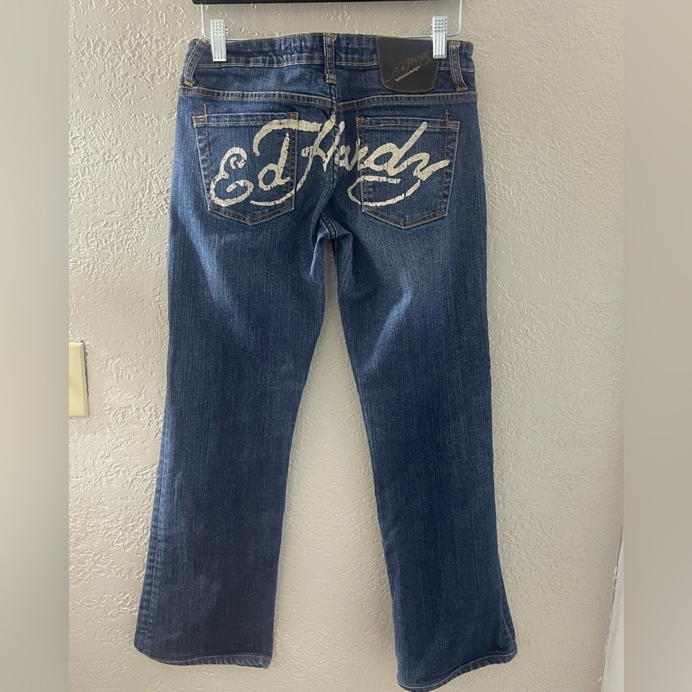 Ed Hardy by Christian Audigier Women's Dark Blue‎ Denim Boot Cut Jeans Size 28